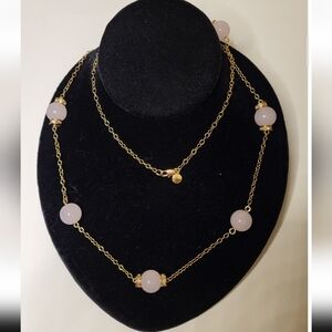 Vintage J Crew Gold Chain With Rose Quartz Beads & Rhinestones Great Condition?